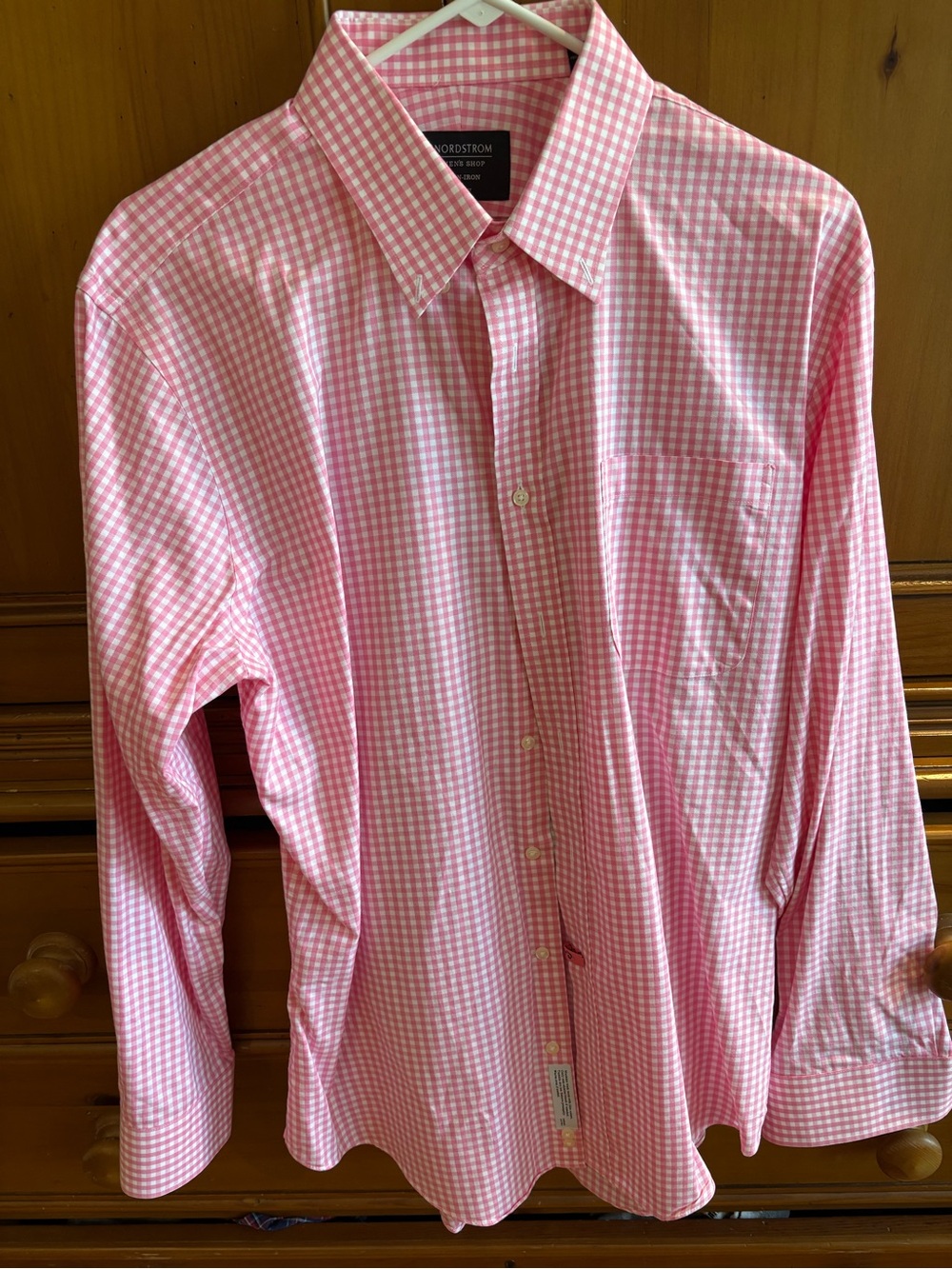 Nordstrom Men's Pink Gingham Button-Up Dress Shirt